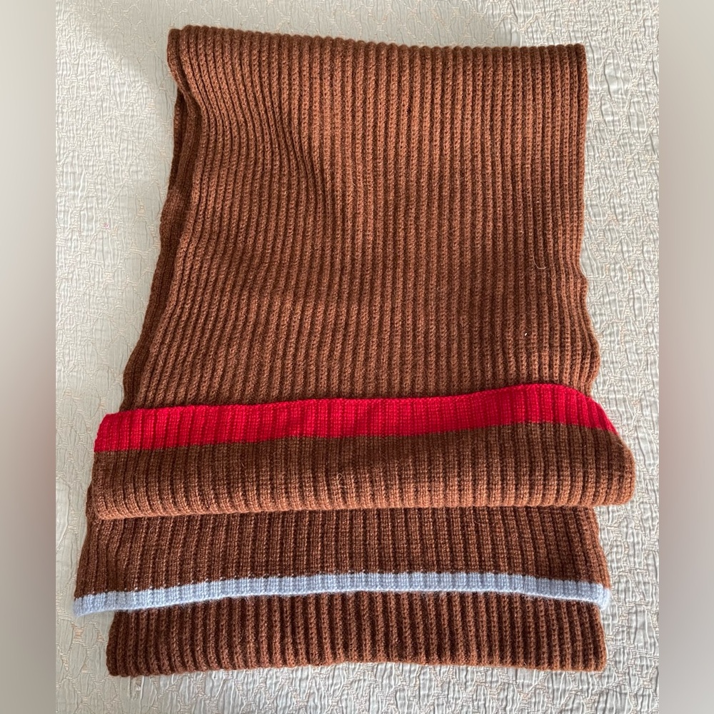 BEAUTIFUL RANDELL DODGE 15”x72” BROWN KNIT WINTER SCARF WRAP - SUPER SOFT!